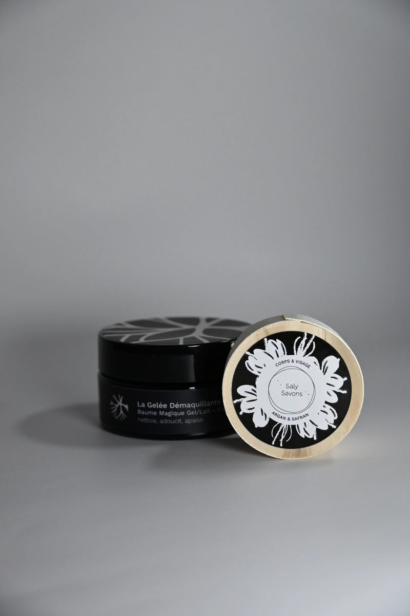 duo double nettoyage valambrun cosmétiques saly savons saly cosmétiques gelée démaquillante savon argan et safran