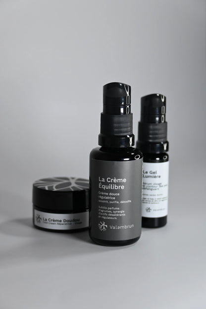 routine jour nuit valamabrun cosmétiques saly cosmétiques la crème doudou la crème équilibre gel lumière