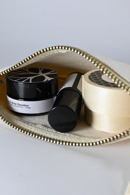 trousse découverte saly cosmétiques crème doudou huile mate précieuse savon